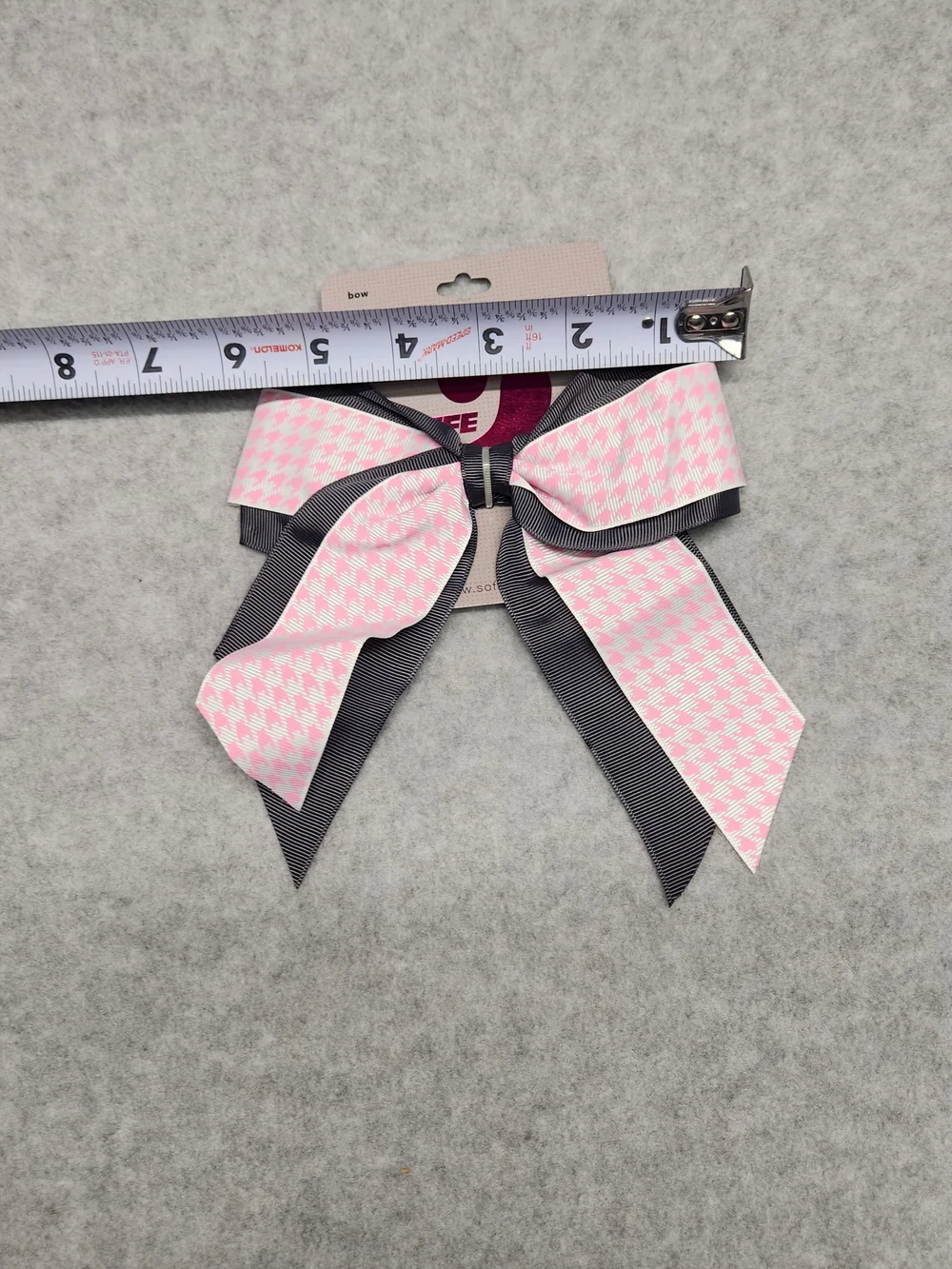 3 Pack- Soffe Pink Houndstooth & Black Layered Girls Hair Bow